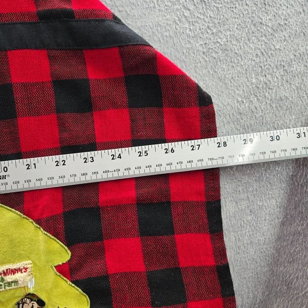 Disney Parks Apron One Size Red Check Mickey Minnie Mouse Tree Farm READ